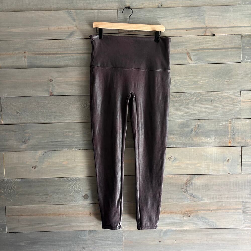 SPANX | Faux Leather Leggings Burgundy Wine High Waist 1X EUC